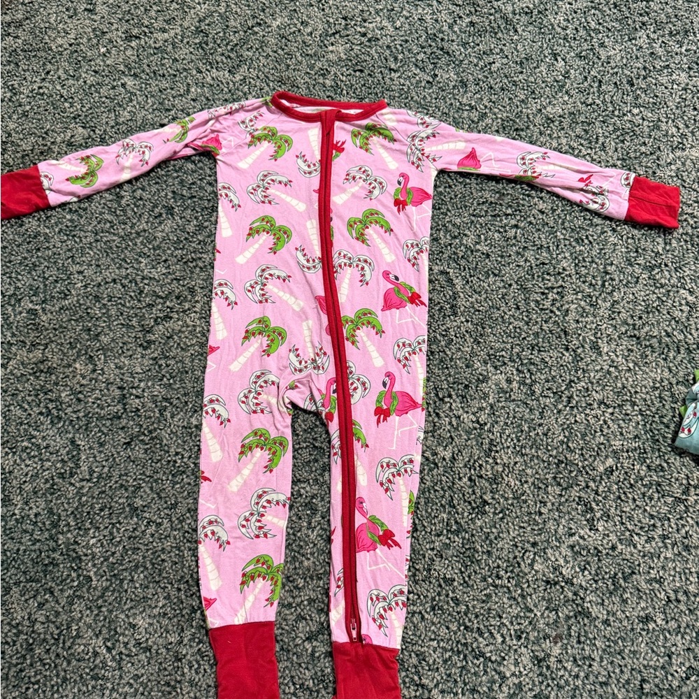 Kids Pink Dinosaur Footie Pajamas